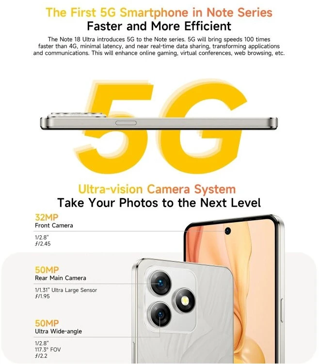Telefonas Ulefone Note 18 Pro 6/256GB Titanium