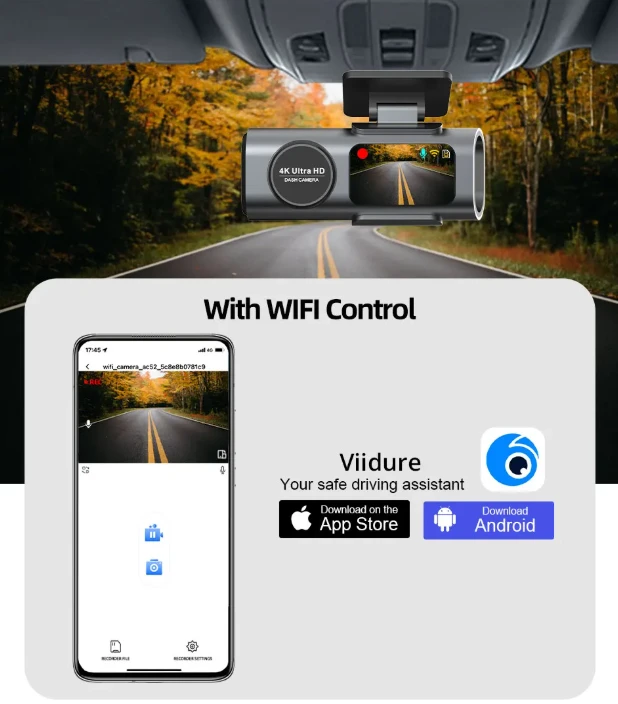 VOLTAIC 4K UHD Automobilio Vaizdo Registratorius su Wi-Fi, GPS ir Naktiniu Matymu – Išmanus Dash Cam jūsų saugumui
