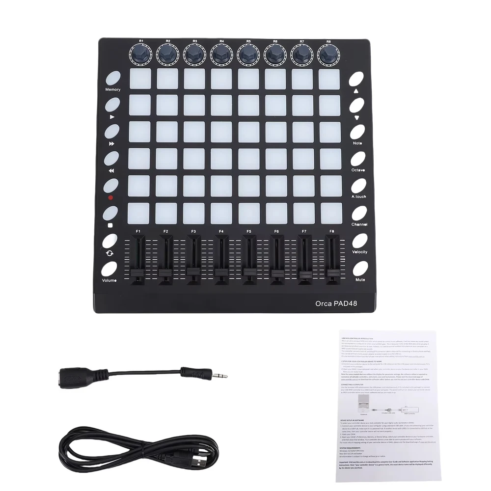 WORLDE MIDI Drum Pad Controller – 48 RGB multi-touch pad’ai, DJ beat maker ir live performance kontroleris