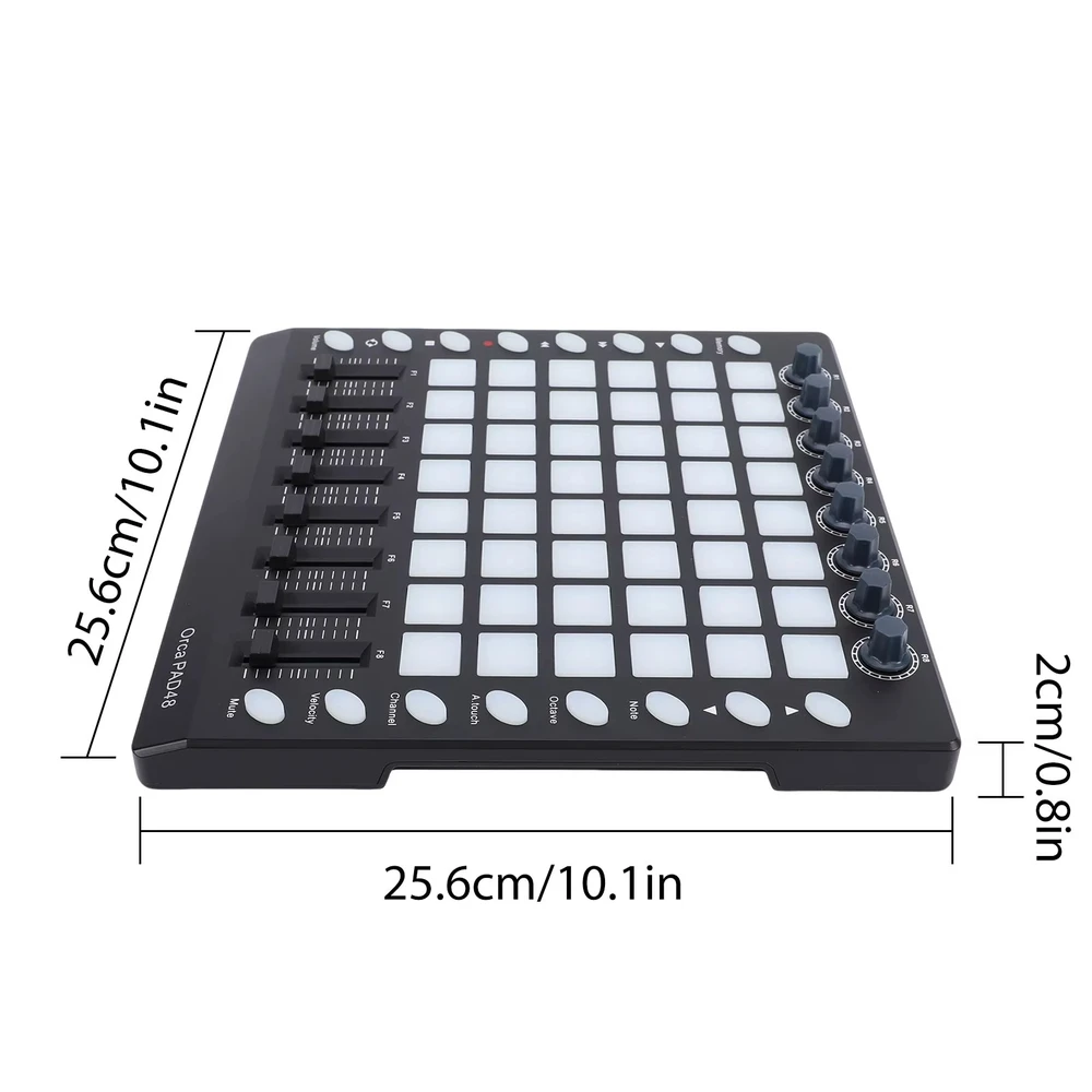 WORLDE MIDI Drum Pad Controller – 48 RGB multi-touch pad’ai, DJ beat maker ir live performance kontroleris