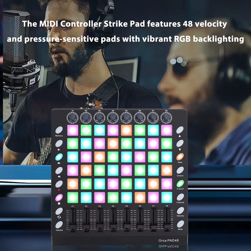 WORLDE MIDI Drum Pad Controller – 48 RGB multi-touch pad’ai, DJ beat maker ir live performance kontroleris
