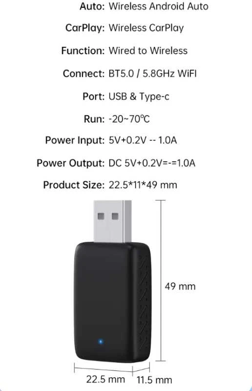 Automagnetola XUDA 2in1 Wired to Wireless CarPlay & Android Auto Adapteris – Paverskite laidinę sistemą belaidžiu patogumu