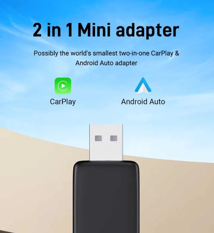 Automagnetola XUDA 2in1 Wired to Wireless CarPlay & Android Auto Adapteris – Paverskite laidinę sistemą belaidžiu patogumu
