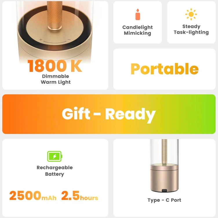 Lubinis šviestuvas „Yeelight Candela“ aplinkos lempa 6,5 W 1600 K žvakė 5 V