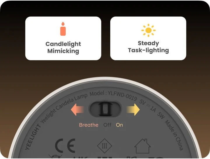 Lubinis šviestuvas „Yeelight Candela“ aplinkos lempa 6,5 W 1600 K žvakė 5 V