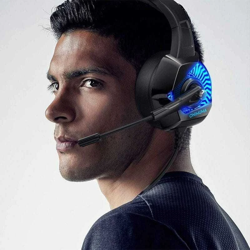 Žaidimų ausinės ONIKUMA GAMING K6 su RGB besikeičiančiomis spalvomis. 3D HD STERIO GARSAS