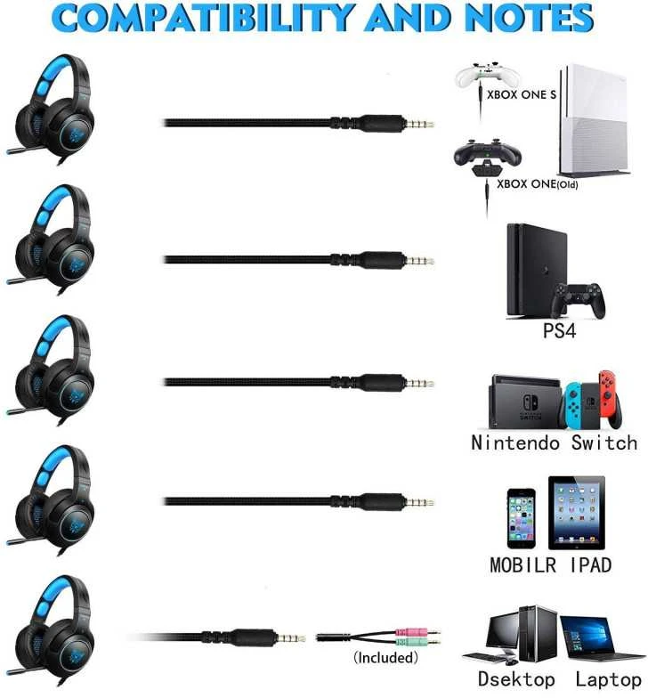 Žaidimų ausinės ONIKUMA GAMING K9 su RGB besikeičiančiomis spalvomis. 3D HD STEREO GARSAS