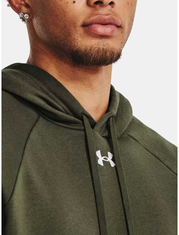 Vyriškas džemperis su gobtuvu Under Armour Rival Fleece, alyvuogių spalvos