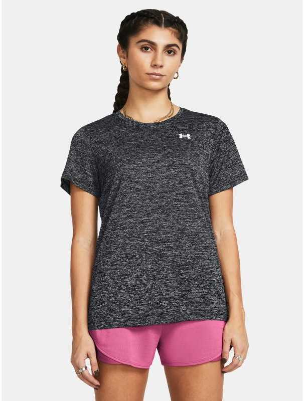 Marškinėliai treningowa damska Under Armour UA Tech Twist SS - juodas/baltas dydis: xs