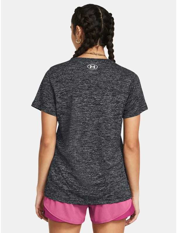 Marškinėliai treningowa damska Under Armour UA Tech Twist SS - juodas/baltas dydis: xs