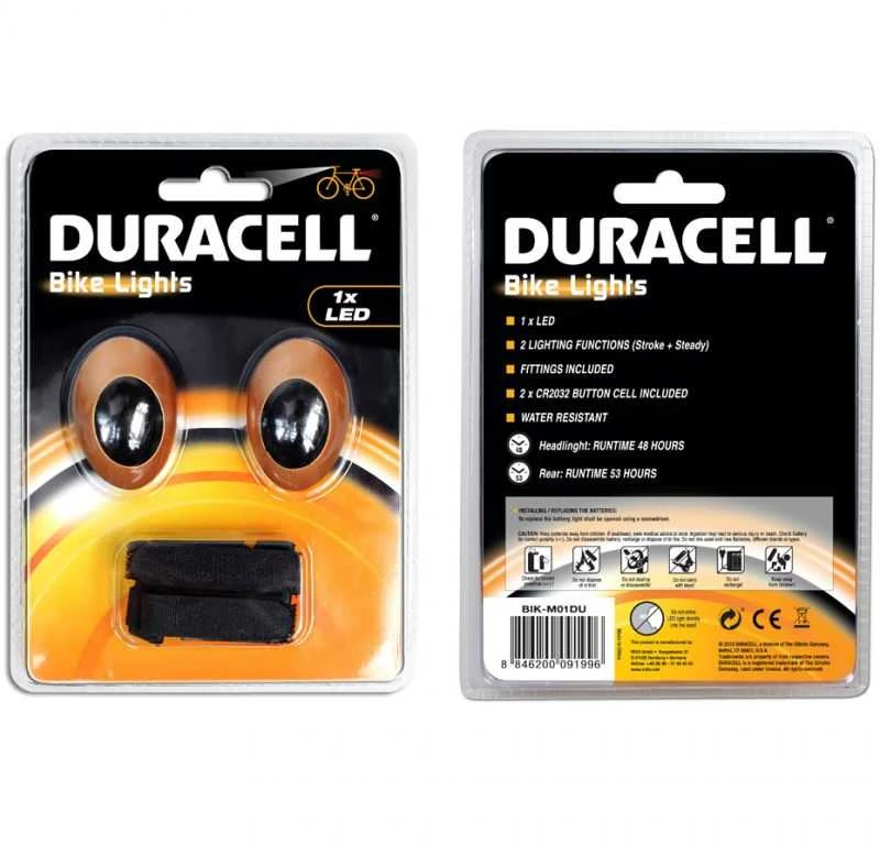 Duracell priekis + galinis 1 Led dviračio žibintų rinkinys 00919