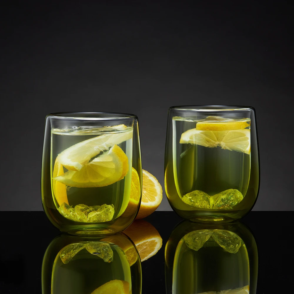 2 „Ombre“ termo stiklinių rinkinys, 350 ml, žalios spalvos, „AMBITION“