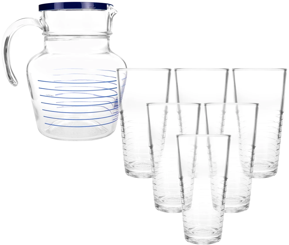 6 stiklinių rinkinys su ąsočiu 1,4 l Florero Rynglit Mėlyna LUMINARC