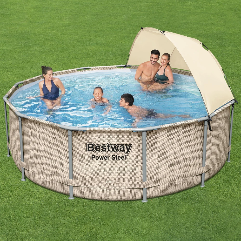 Baseinas su rėmu ir gaubtu 13FT 396x107 cm Power Steel BESTWAY