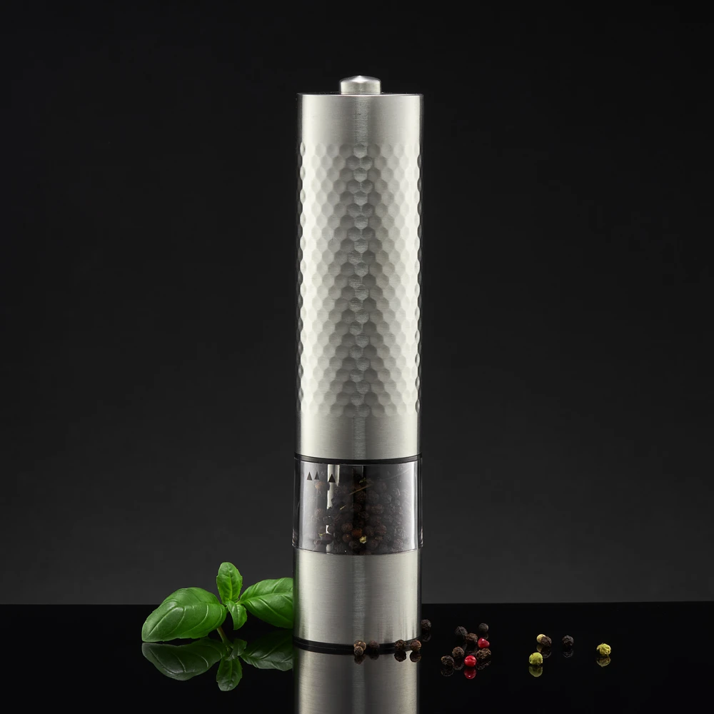 Elektrinis pipirų ir druskos malūnėlis 19 cm Bubble sidabrinis AMBITION