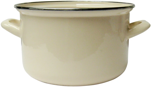 Emaliuotas puodas 14 cm 1,25 l kremas EMALIA OLKUSZ