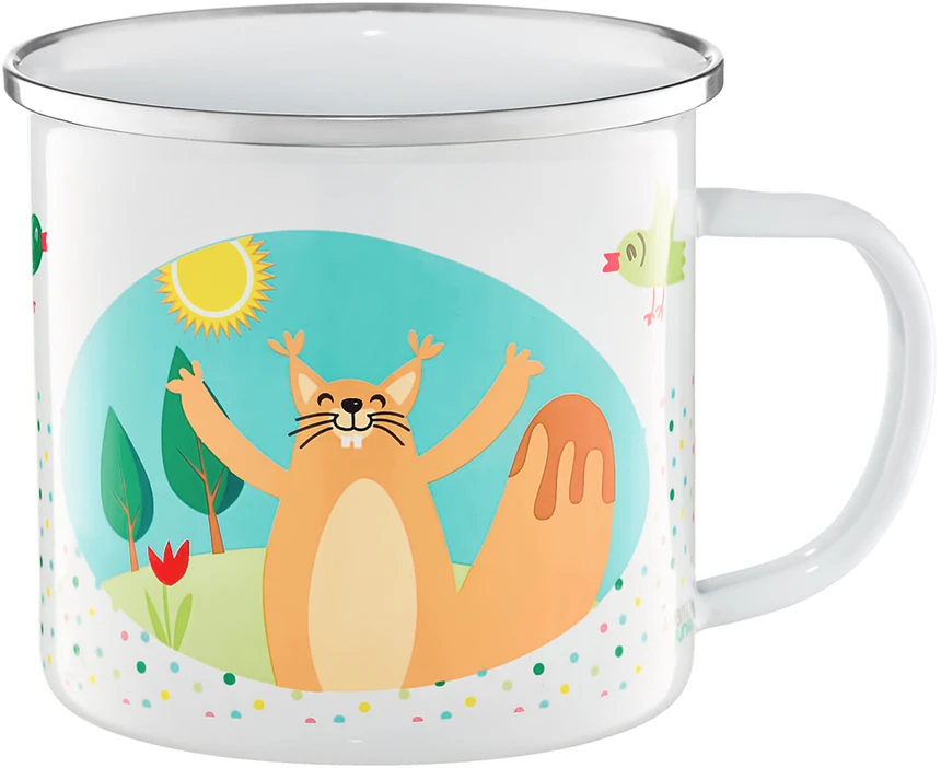 Forest Team emalinis puodelis 520 ml Meškėnas ir voverė AMBITION JUNIOR