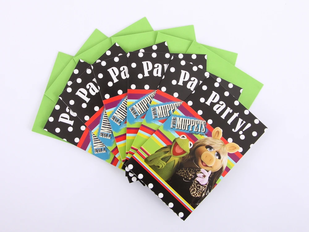 Gimtadienio kvietimai su vokais Muppets 6 vnt DISNEY MIX OF COLRS