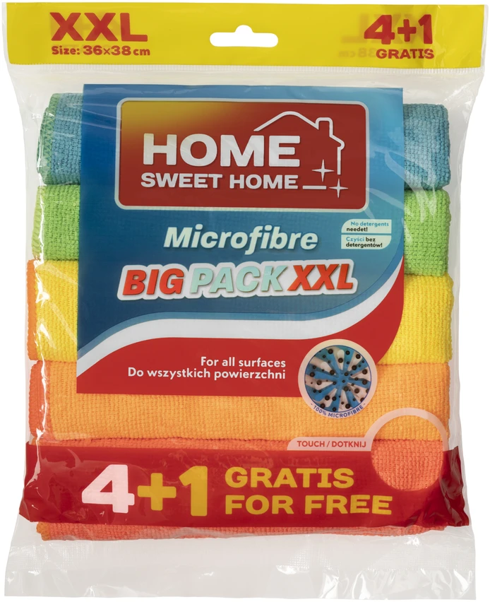 Spontex Home Sweet Home Mikropluošto šluostės XXL 5 vnt. NAMAI, MIELIEJI NAMAI