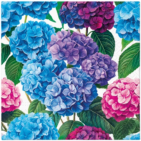 Hortenzijų žiedų popierinės servetėlės, 33 x 33 cm, 20 vnt. PAW