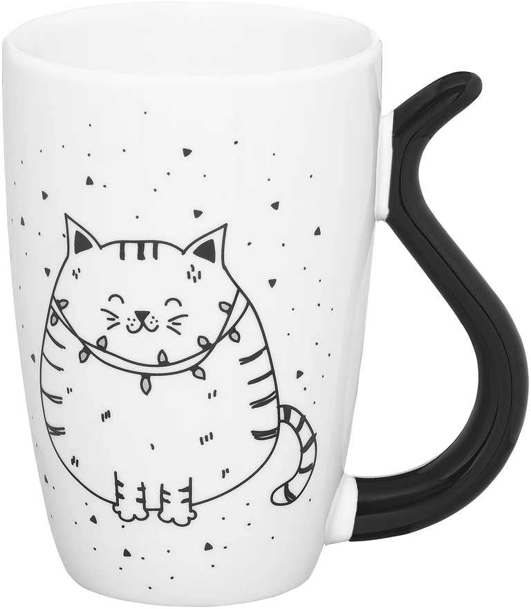 Juodas Cat Mug 380 ml Cat AMBITION
