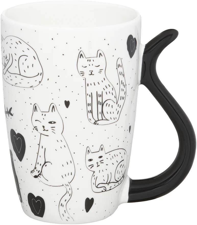 Puodelis Juodas Cat Ambition 370ml baltas