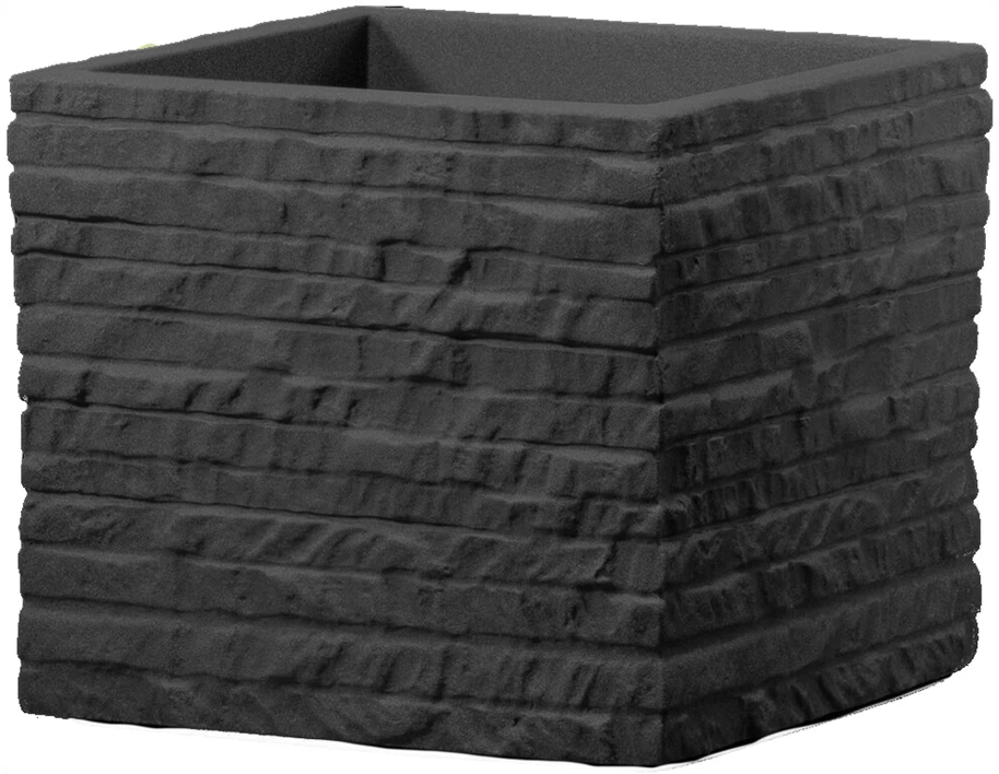 Kvadratinis sodo vazonas 27 x 27 cm Kubus antracito plyta PATIO