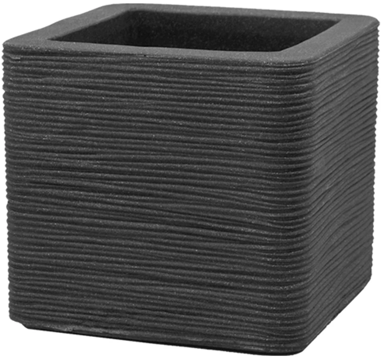 Kvadratinis sodo vazonas 30 x 30 cm Kubus grioveliais antracito PATIO