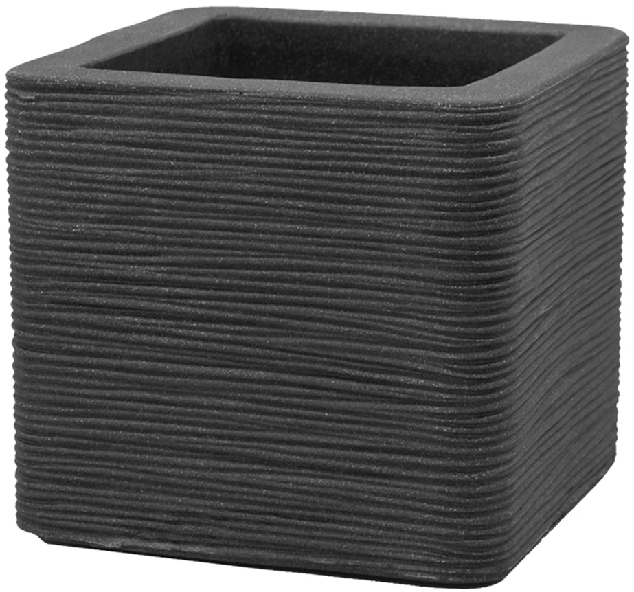 Kvadratinis sodo vazonas 50 x 50 cm Kubus grioveliais antracito PATIO