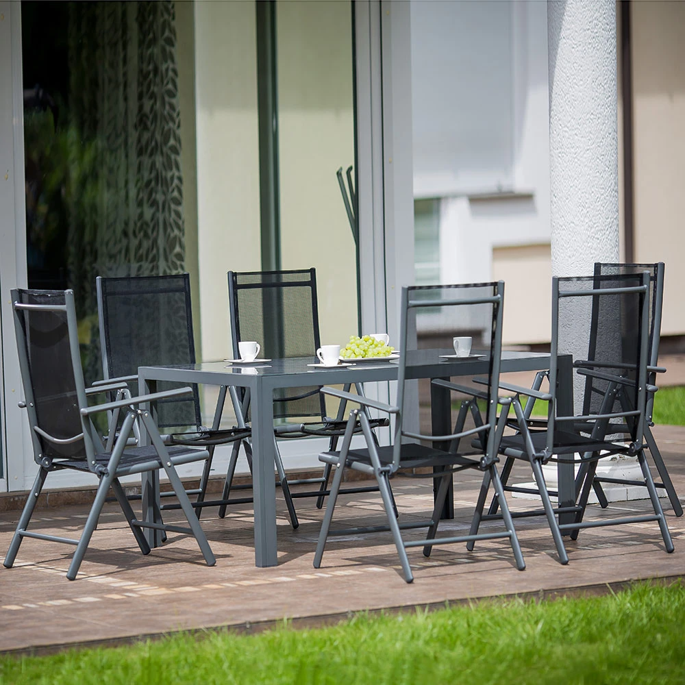 Lauko baldų komplektas Conrad antracitinis PATIO sodo stalas