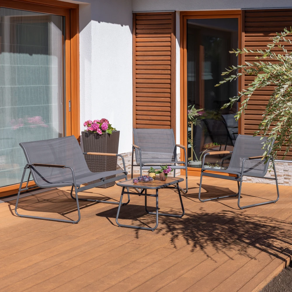 Lauko baldų komplektas Harlem antracito PATIO sodo baldų komplektas
