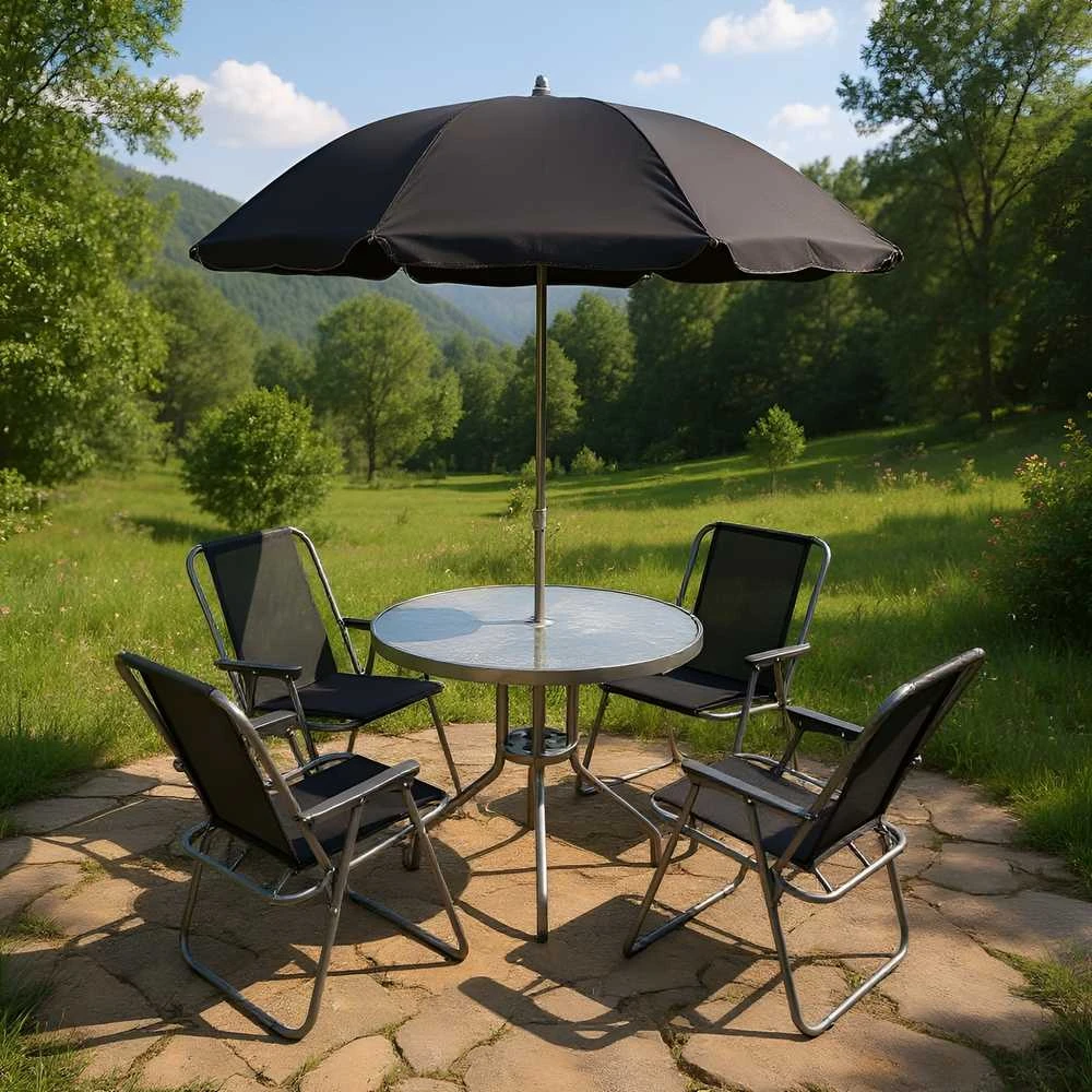 Lauko baldų komplektas Makasar antracito PATIO sodo baldų komplektas