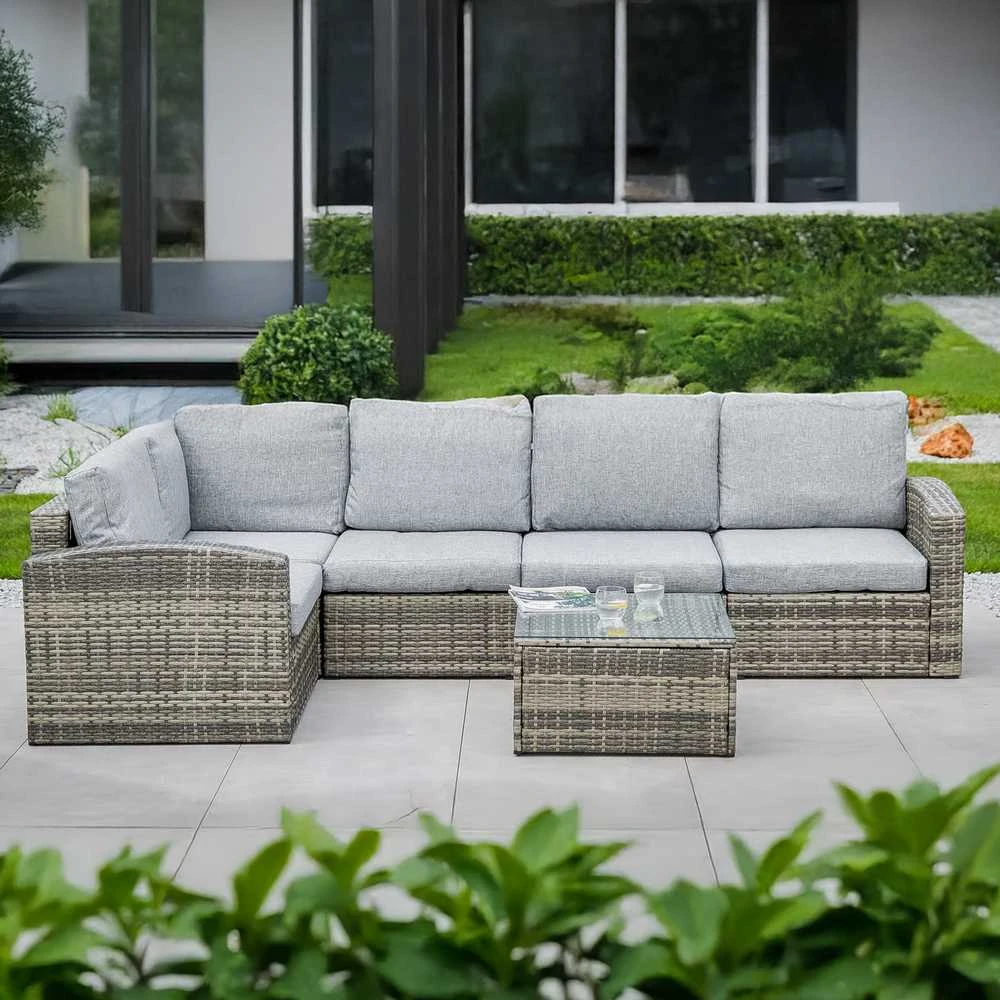 Lauko baldų komplektas PATIO Margot, pilkas/rudas