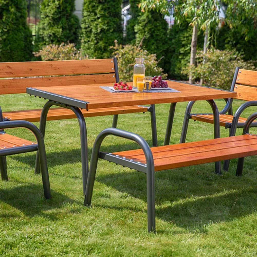Sodo stalas Patio Park Lux, 151 x 86 cm, rudas