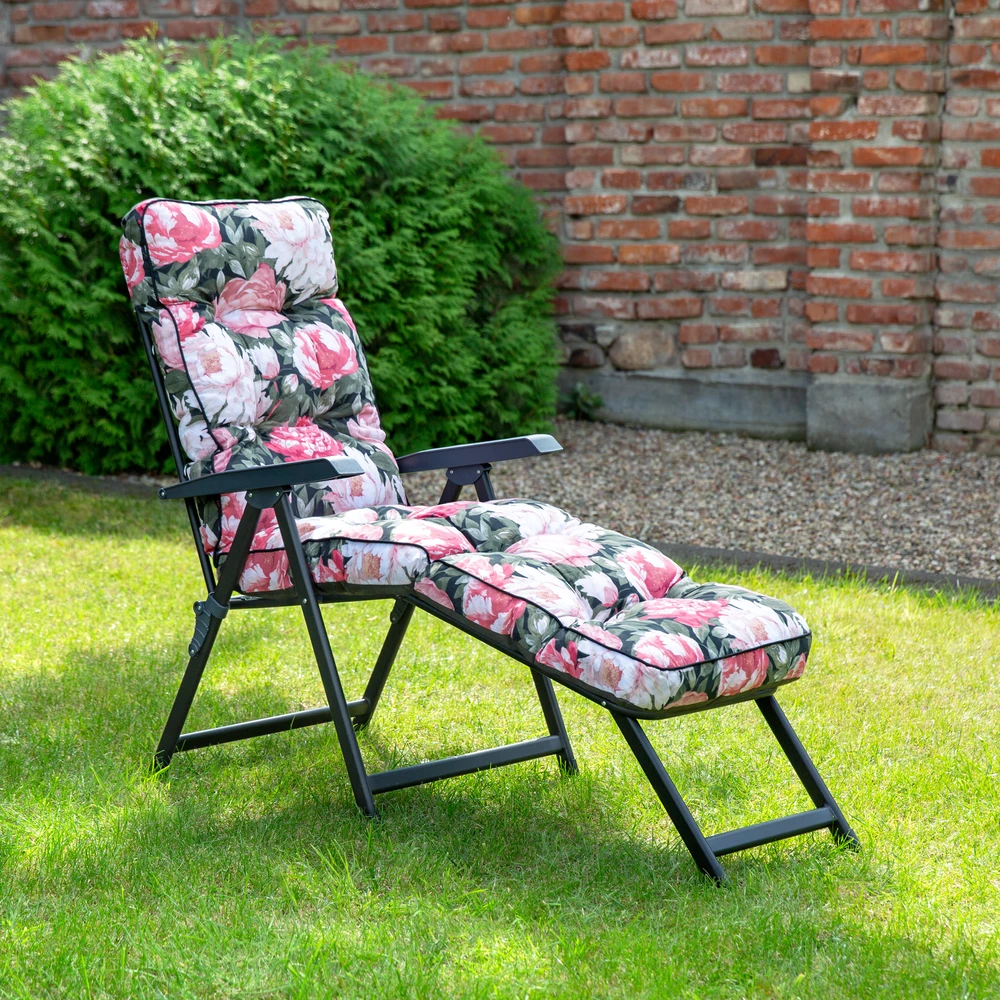Lena Lounger Juodas Edition A101-23PB PATIO sodo šezlongas su atrama kojoms