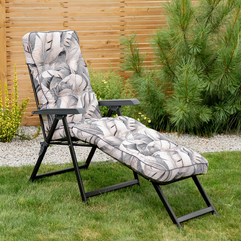 Lena Lounger Juodas Edition G057-06PB PATIO sodo šezlongas su atrama kojoms