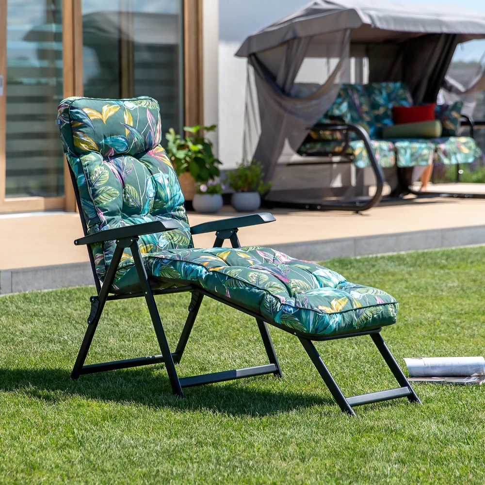 Lena Lounger Juodas Edition G058-02PB PATIO sodo šezlongas su atrama kojoms