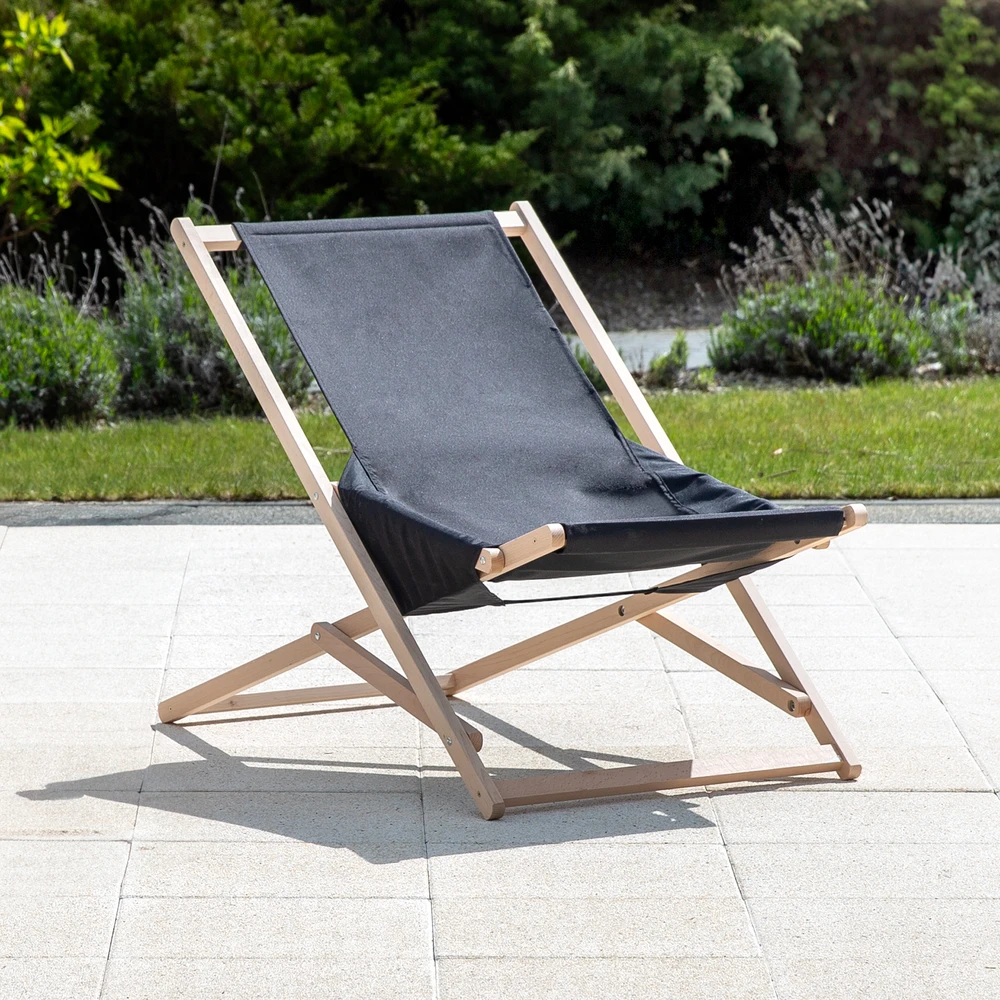 Šezlongas sodo medinis Gozo Comfort juoda PATIO