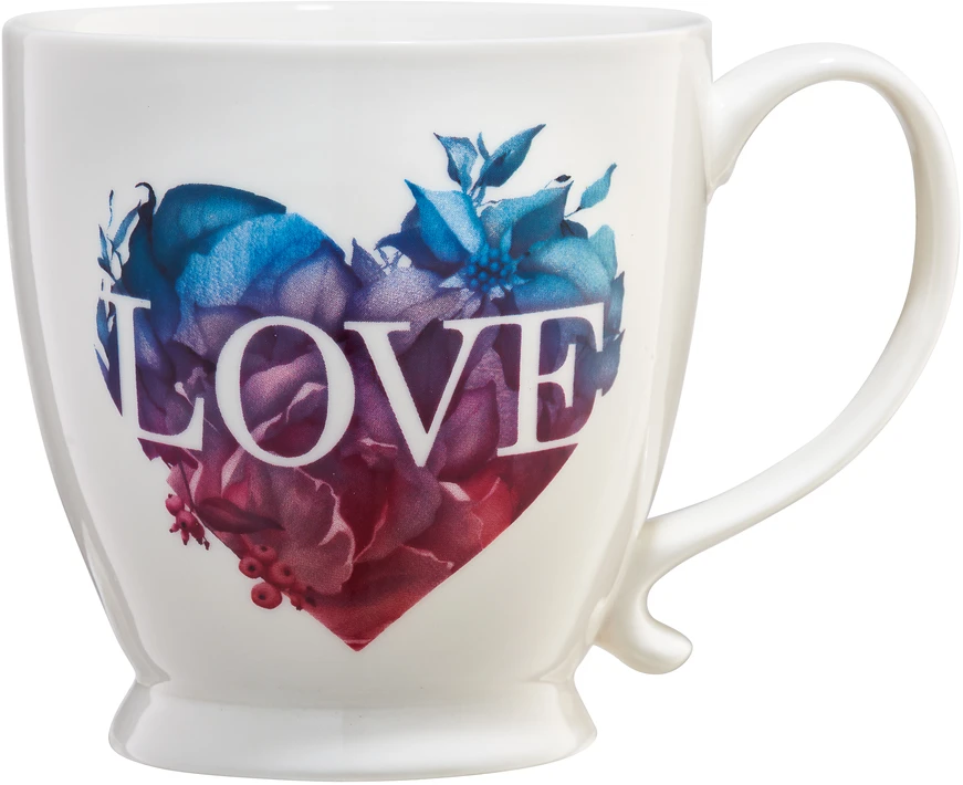 Love Letters puodelis su pėda, daugiaspalvė širdelė, 400 ml AMBITION