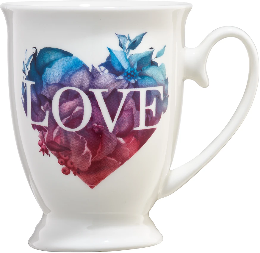 Love Letters puodelis su pėda, daugiaspalvė širdelė, 300 ml AMBITION