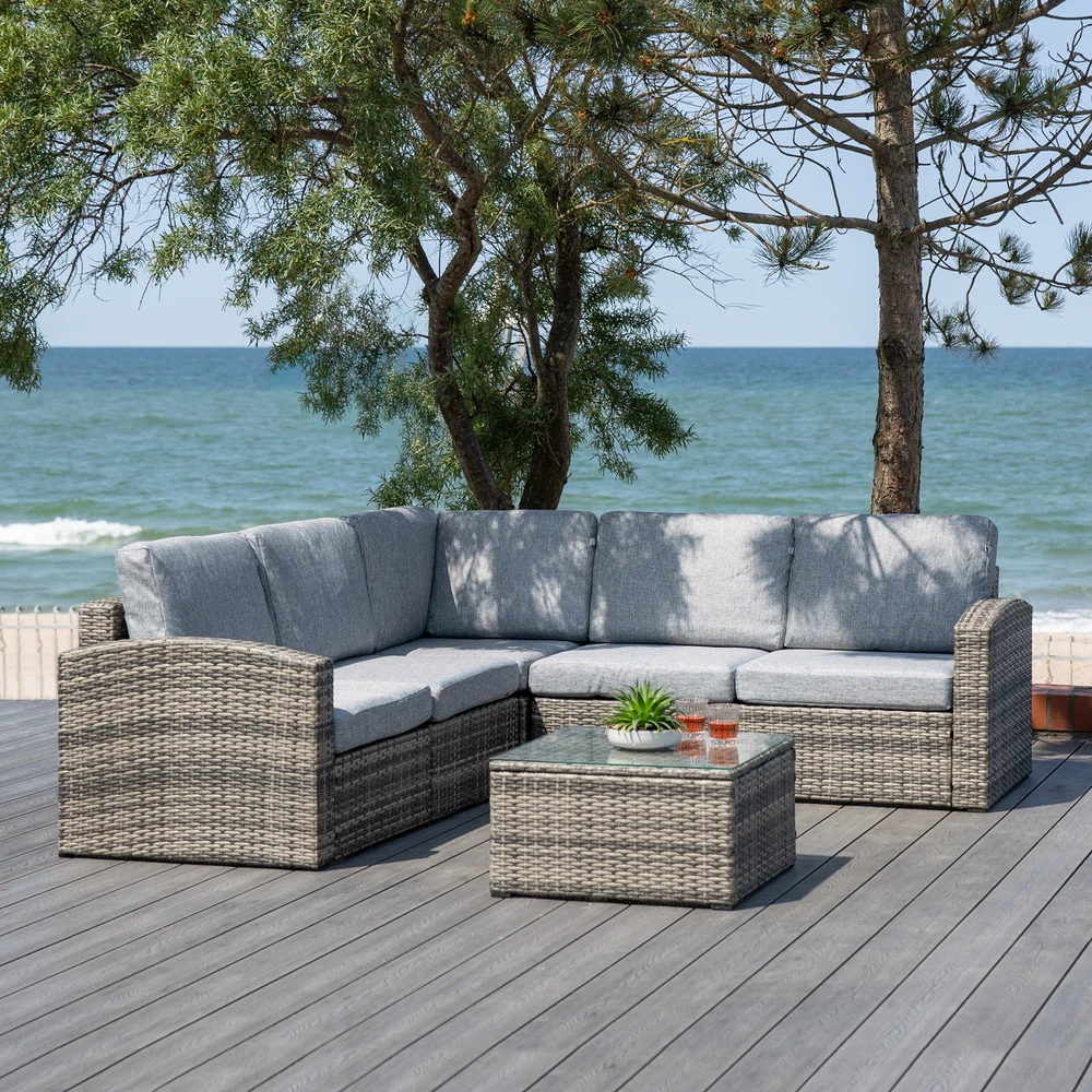 Lauko baldų komplektas PATIO Margot, pilkas/rudas