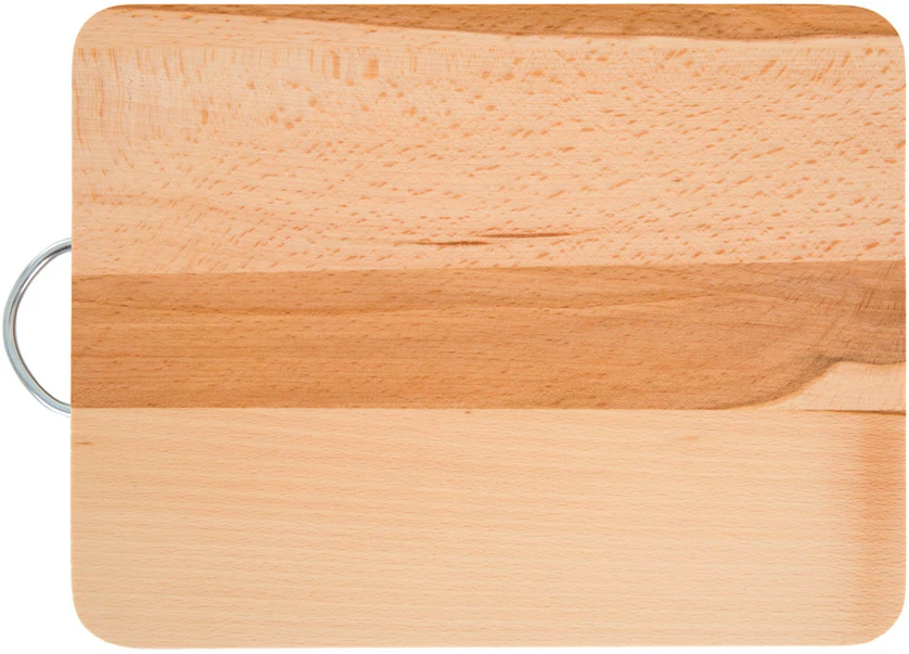 Medinė stačiakampė pjaustymo lentelė su metaline rankena Woody 31 x 24 cm DOMOTTI