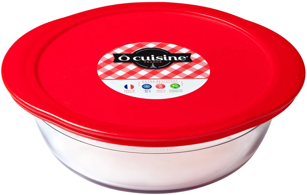 Apvalus orkaitėje atsparus indas su plastikiniu dangteliu C'N'S 18 cm OCUISINE