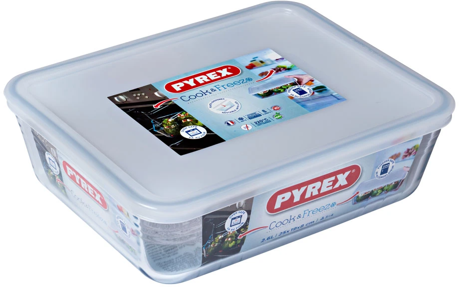 Karščiui atsparus stiklinis indas „PYREX Cook & Freeze“ 36741 | 25x19x8 cm, 2.6 l