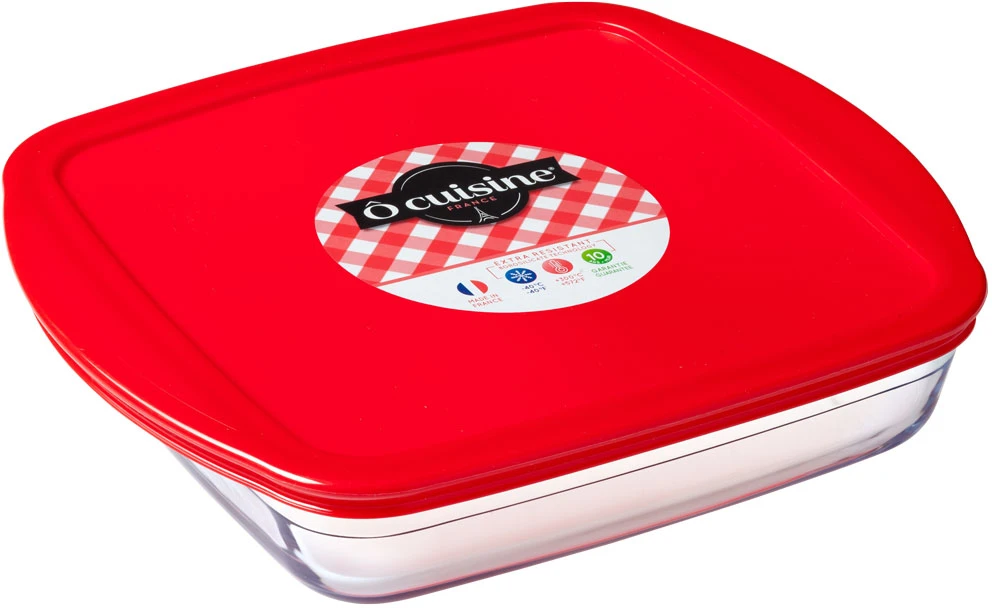 Orkaitei atsparus indas su plastikiniu dangčiu C'N'S 25 x 22 x 5 cm OCUISINE
