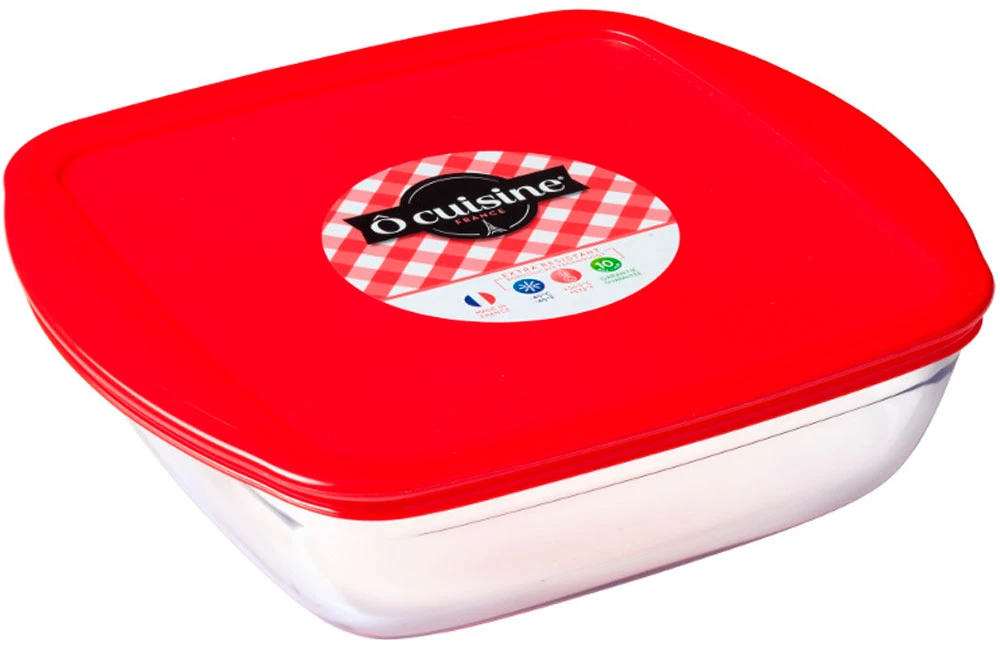 Karščiui atsparus indas su plastikiniu dangteliu C'N'S 25 x 22 x 7 cm OCUISINE