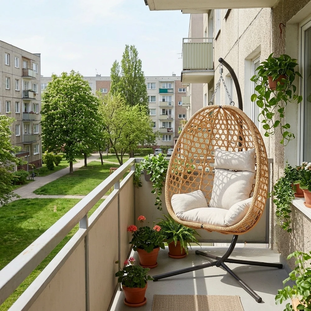 Nicodem smėlio spalvos PATIO kokoninis pakabinamas krėslas