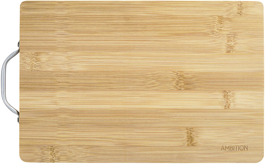 Paloma Bamboo pjaustymo lenta 30 x 20 x 1,5 cm stačiakampė su metaline rankena AMBITION