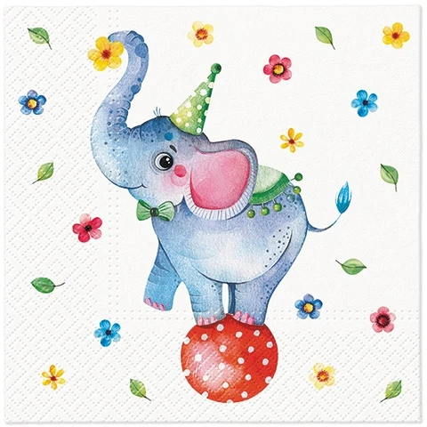 Paw Circus Elephant popierinės servetėlės 33 x 33 cm 20 vnt