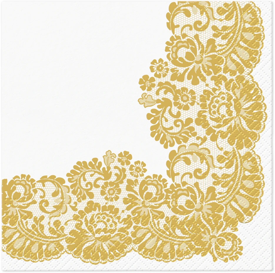 Paw Lacy Frame Auksinės popierinės servetėlės 33 x 33 cm 20 vnt